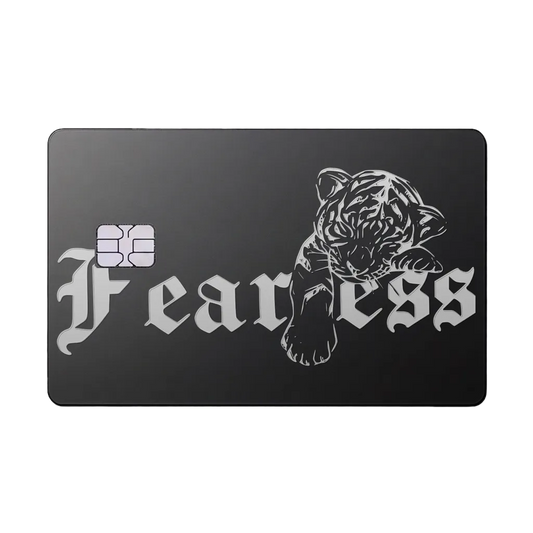 Fearless Lion luxury metal card in matte black and silver finish