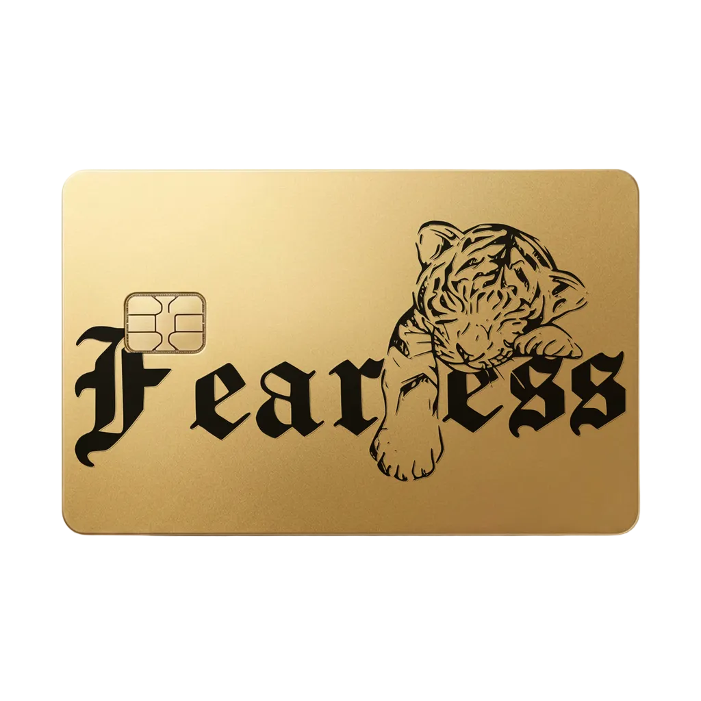 Fearless Lion luxury metal card in matte gold finish
