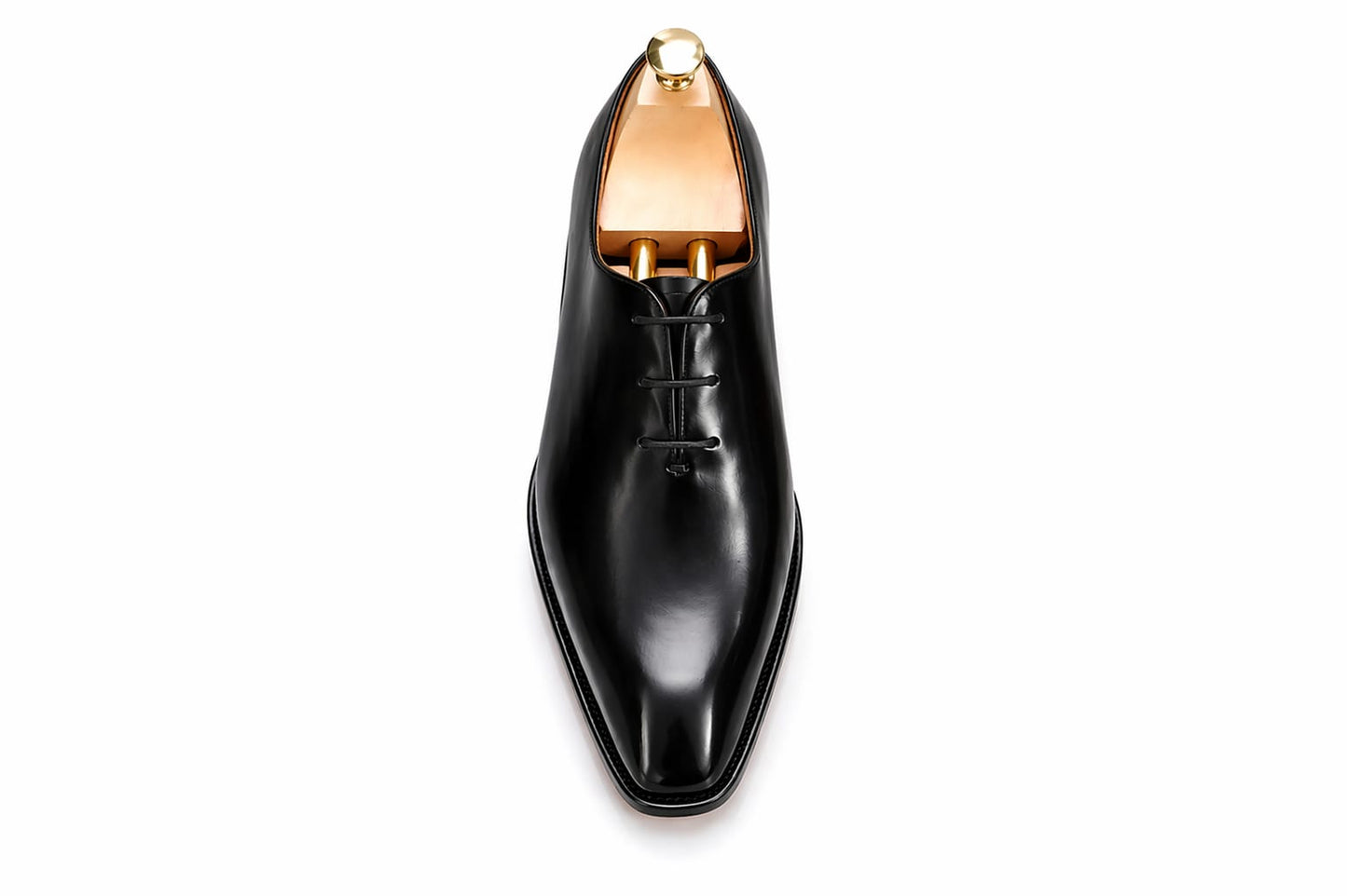 Black Wholecut Oxford Shoes — Handmade, Red Leather Sole | PelleVista