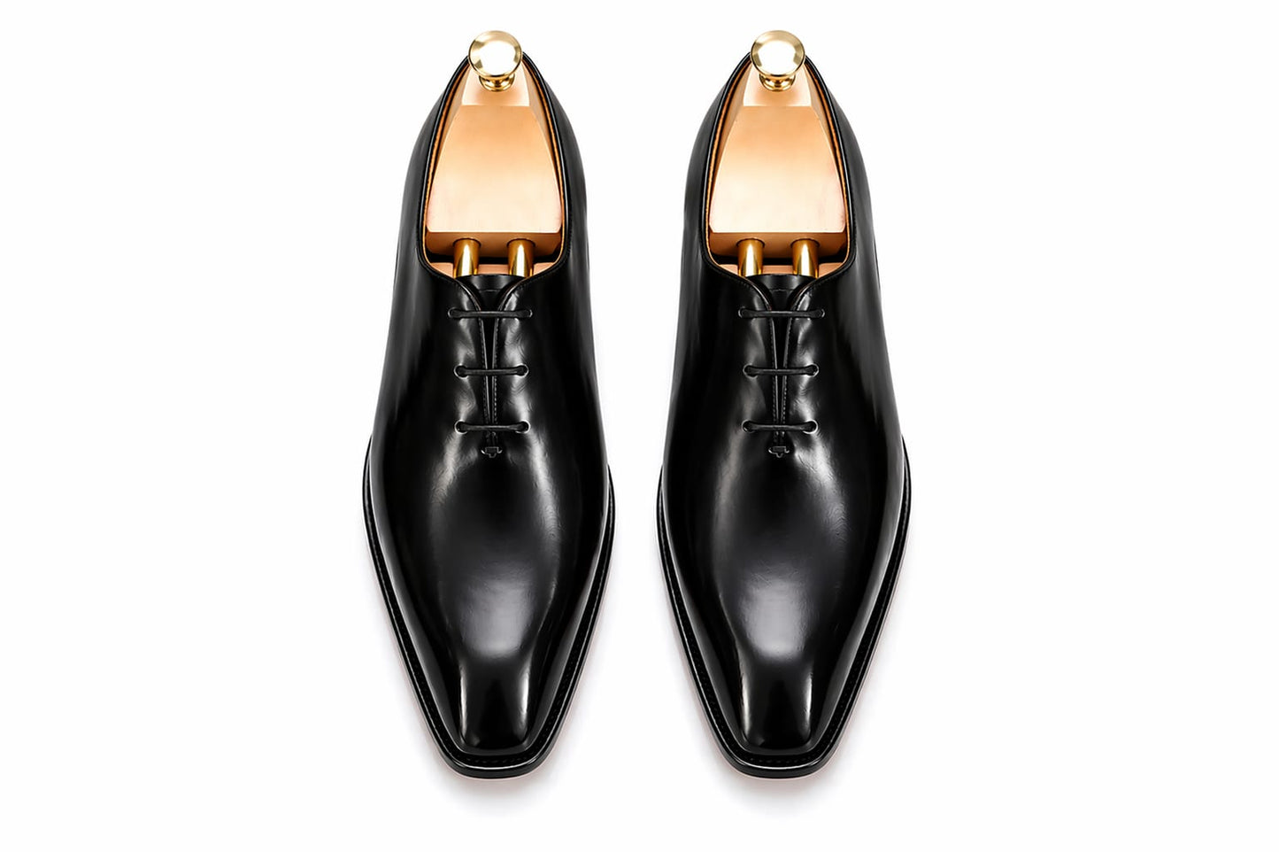 Black Wholecut Oxford Shoes — Handmade, Red Leather Sole | PelleVista