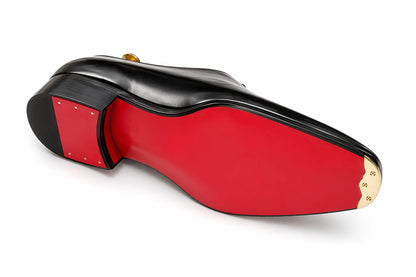 Black Wholecut Oxford Shoes — Handmade, Red Leather Sole | PelleVista
