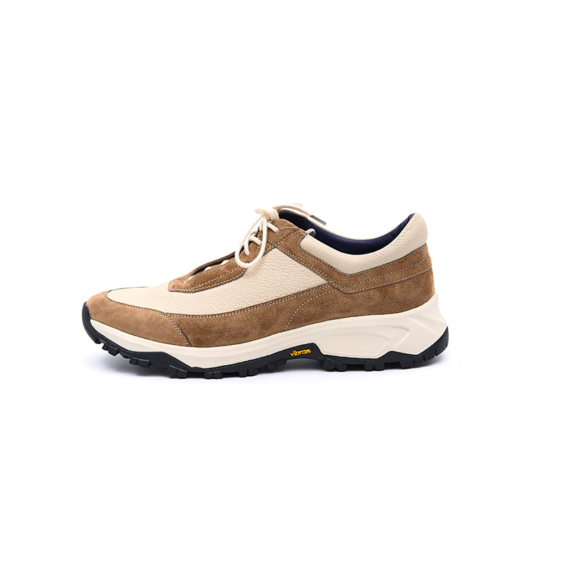 Italian Baby Calf Suede and Togo Calf Sneaker#Color_White