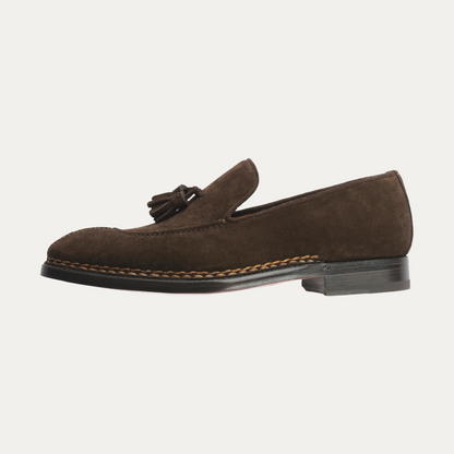 «Magnifico» Suede Tassel Loafer in Dark Brown