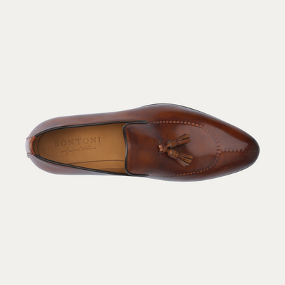 "Magnifico Reverse" Loafer with Tassels in Whisky