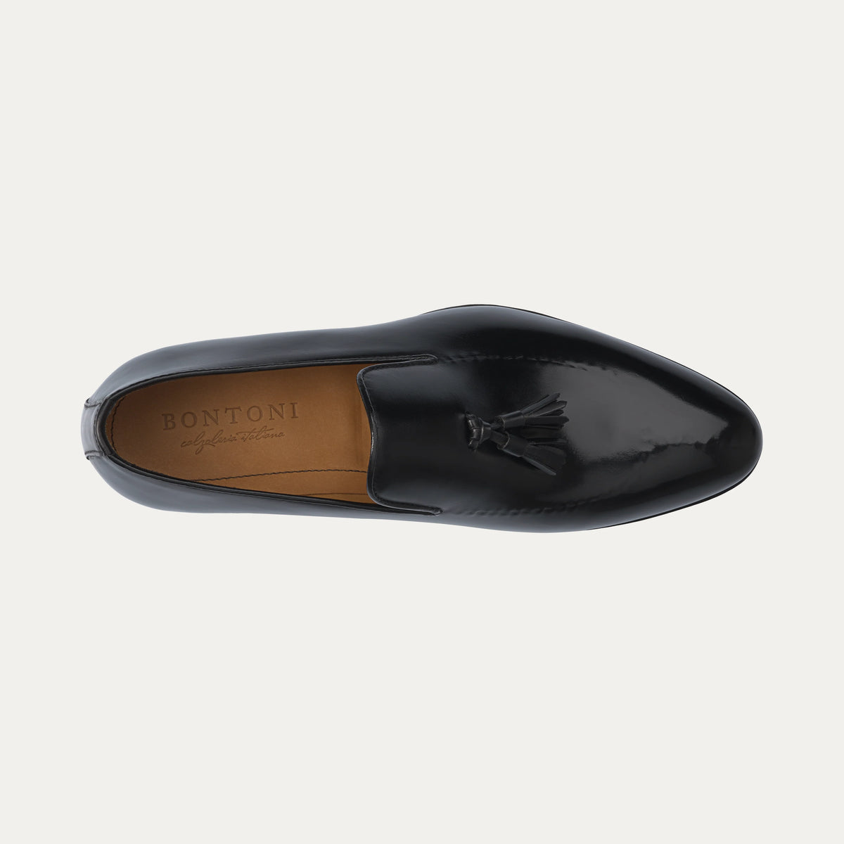 "Magnifico Reverse" Loafer with Tassels in Black