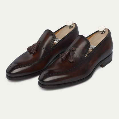 "Sallustio max" Loafer with hand-made Tassels in Aubergine Brown
