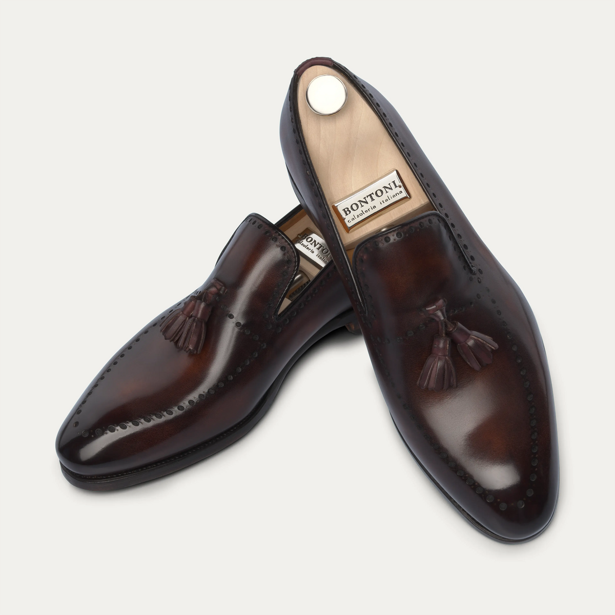 "Sallustio max" Loafer with hand-made Tassels in Aubergine Brown