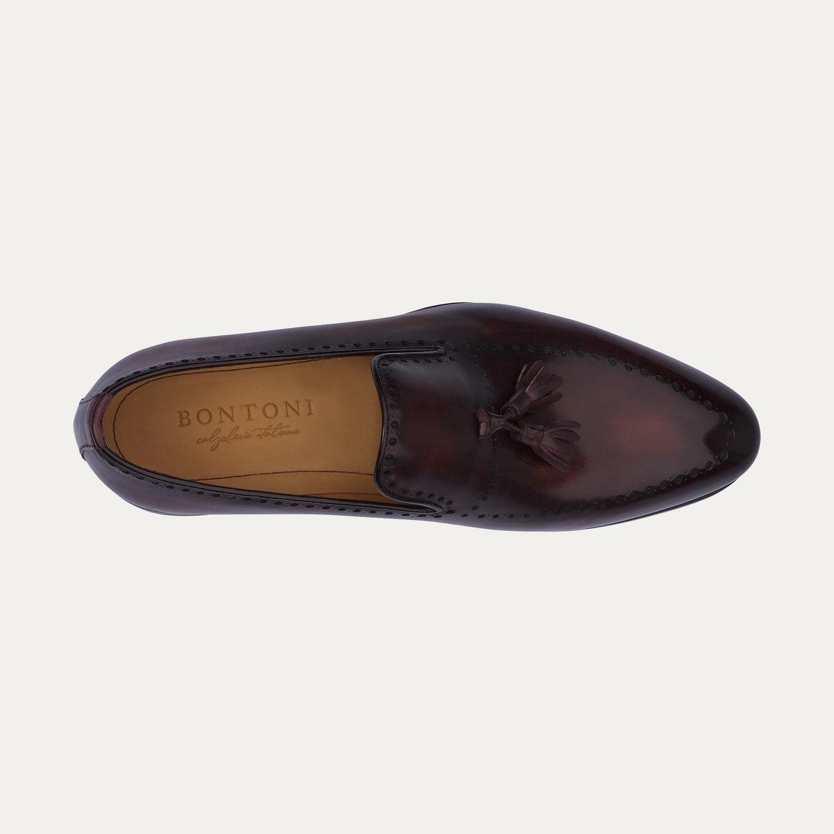 "Sallustio max" Loafer with hand-made Tassels in Aubergine Brown