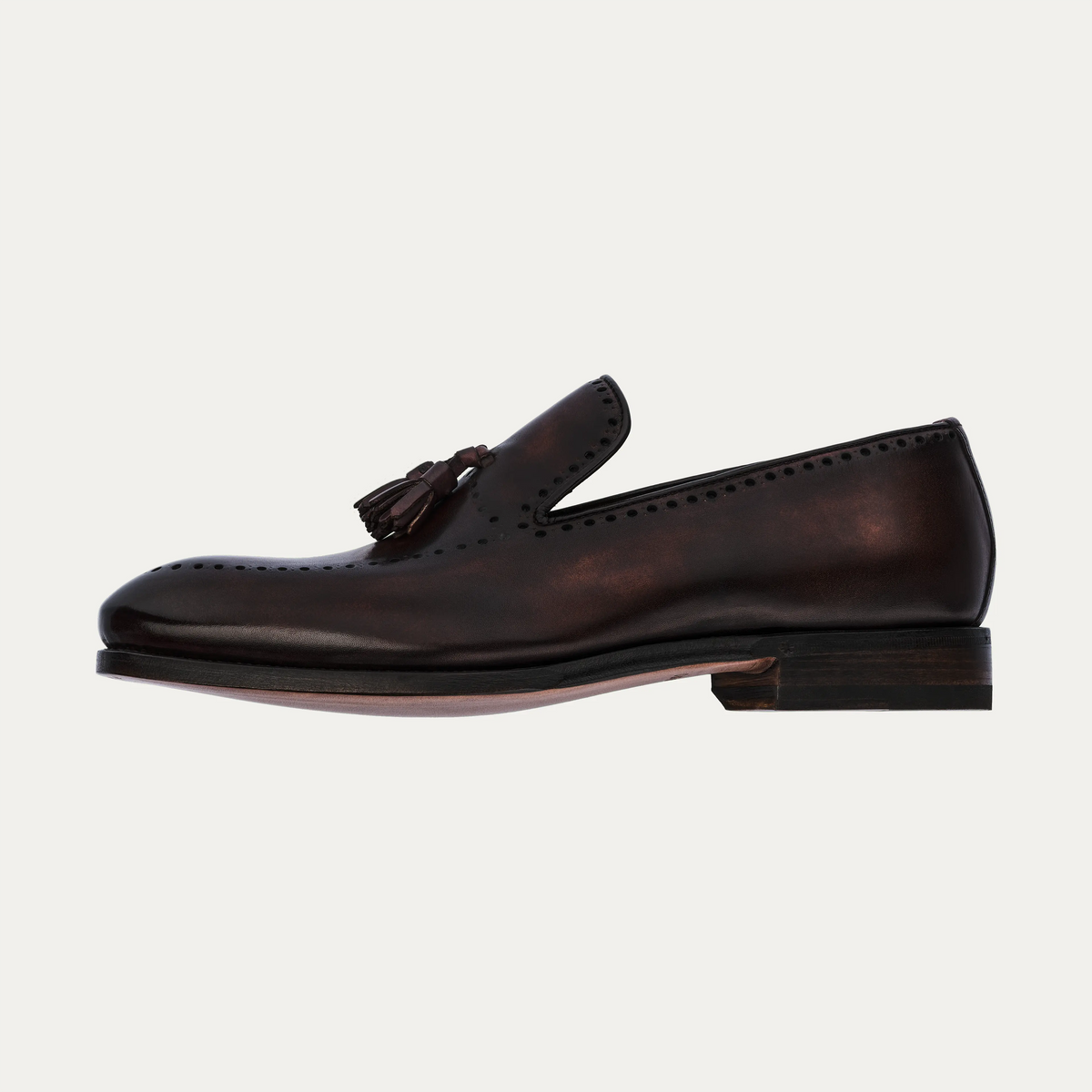 "Sallustio max" Loafer with hand-made Tassels in Aubergine Brown