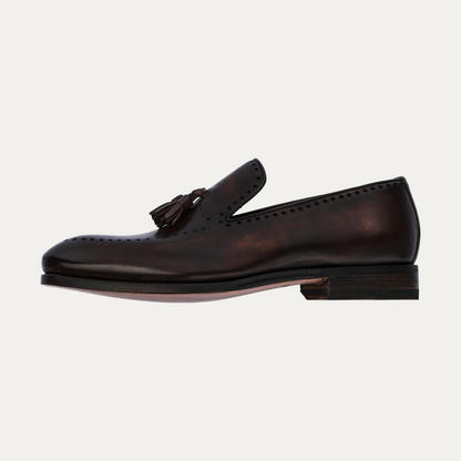 "Sallustio max" Loafer with hand-made Tassels in Aubergine Brown