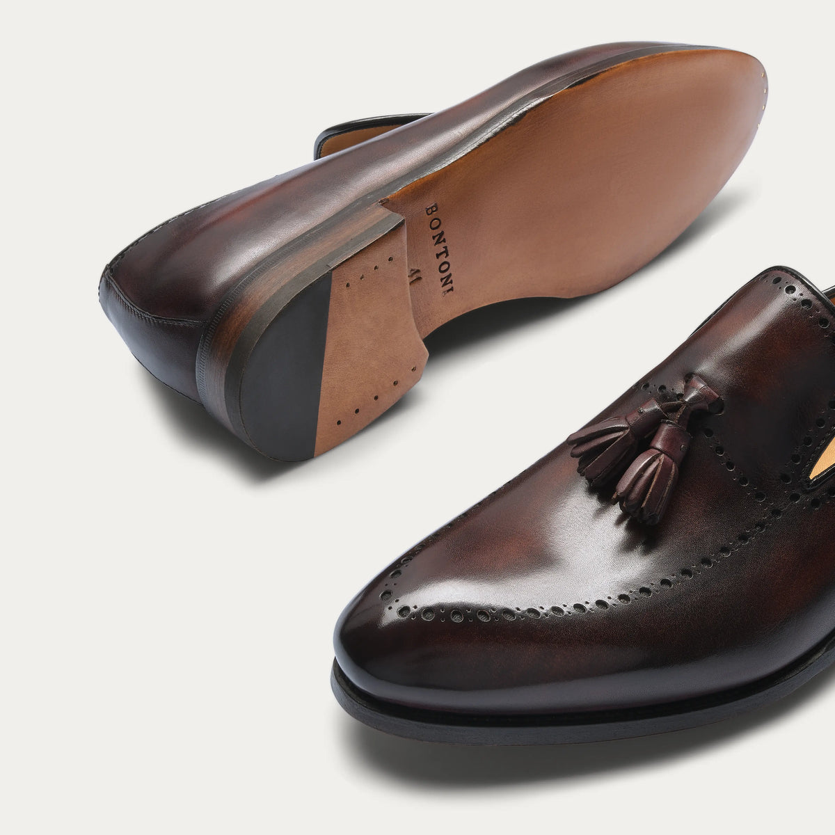 "Sallustio max" Loafer with hand-made Tassels in Aubergine Brown