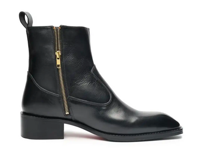 Men's Black Leather Side Zip Ankle Boots – Handmade Luxury Dress Boots