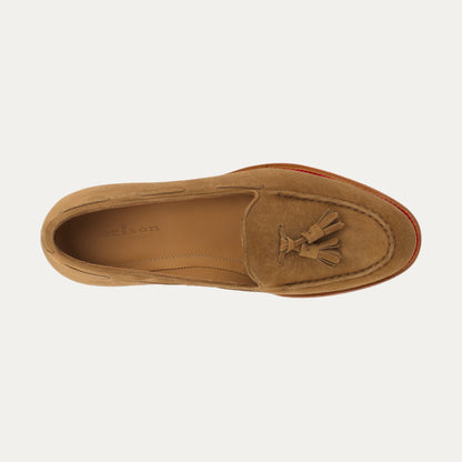 Suede Tassel Loafer in Light Brown