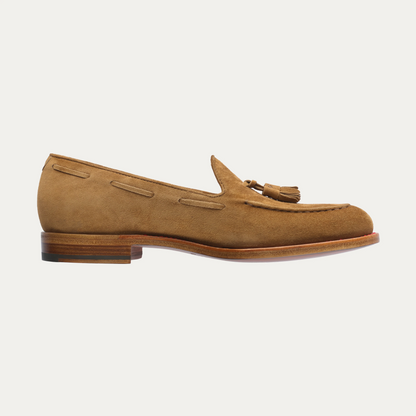 Suede Tassel Loafer in Light Brown