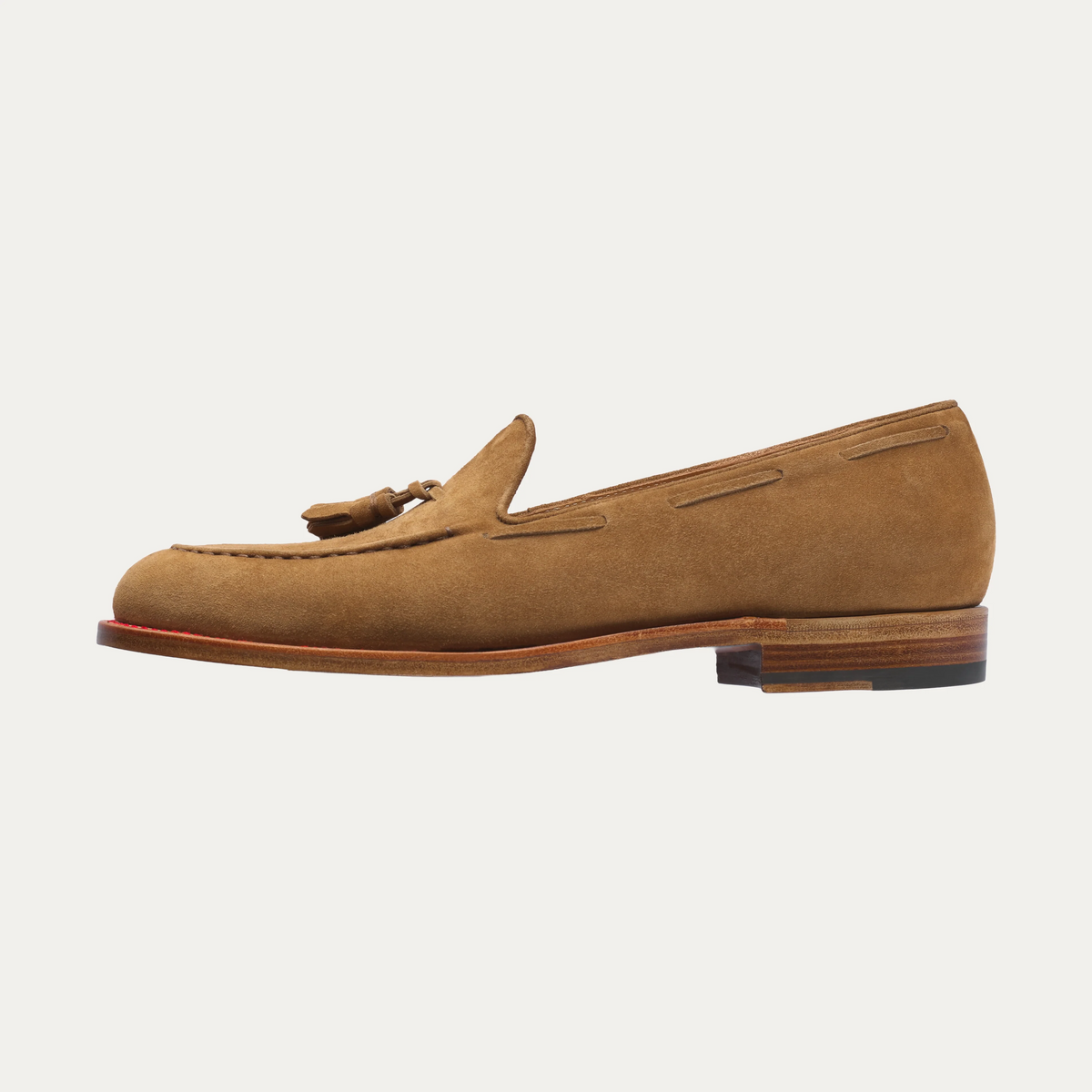 Suede Tassel Loafer in Light Brown