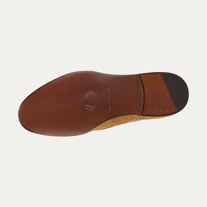 Suede Tassel Loafer in Light Brown