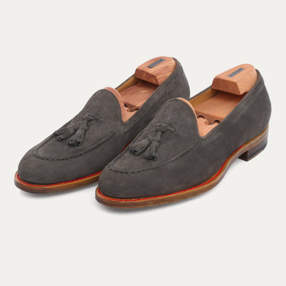 Suede Tassel Loafer in Grey