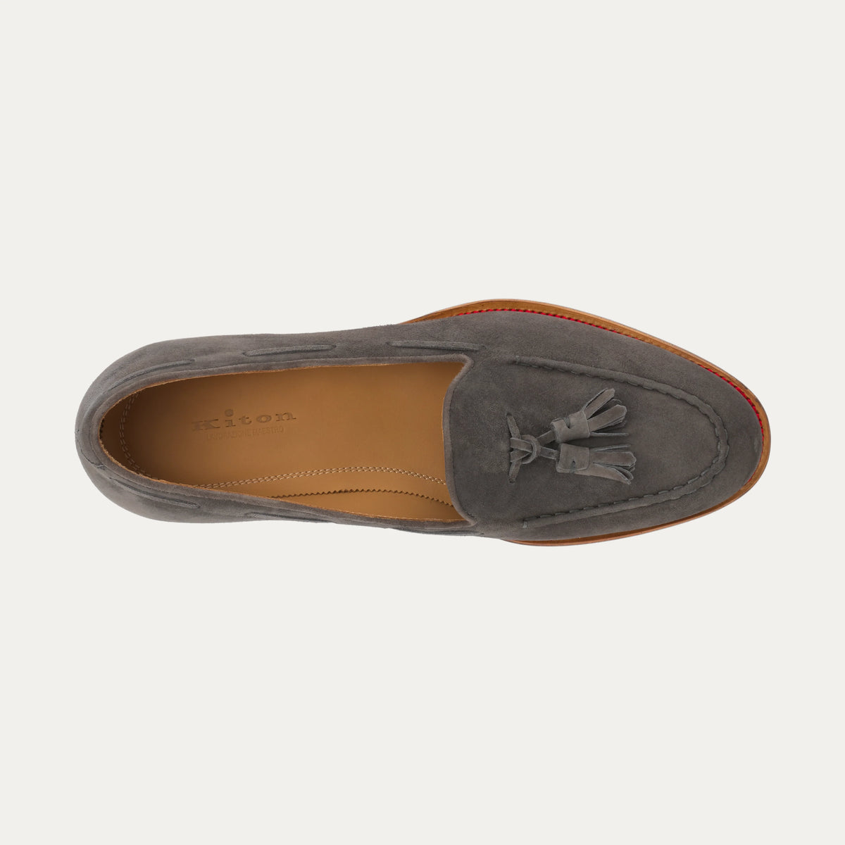 Suede Tassel Loafer in Grey