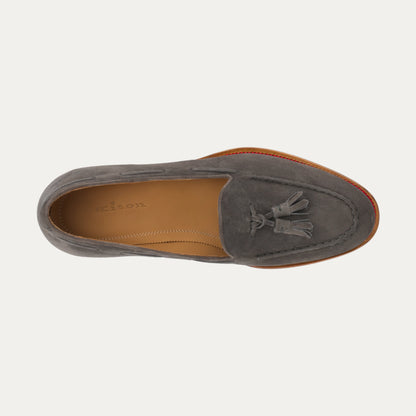 Suede Tassel Loafer in Grey
