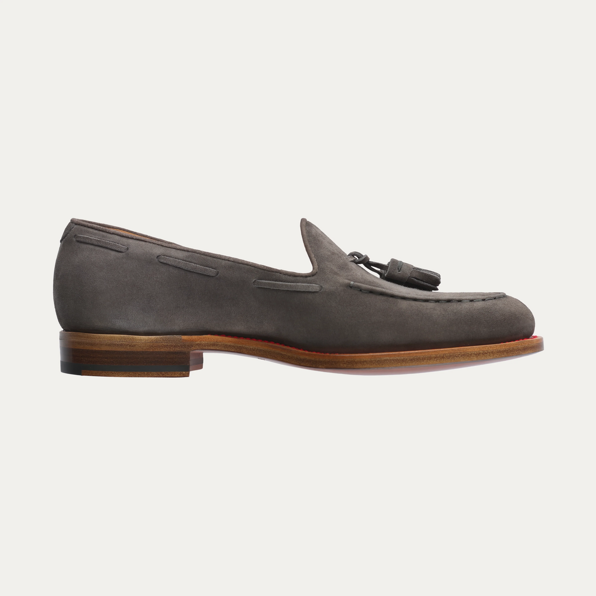 Suede Tassel Loafer in Grey