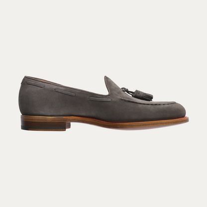 Suede Tassel Loafer in Grey
