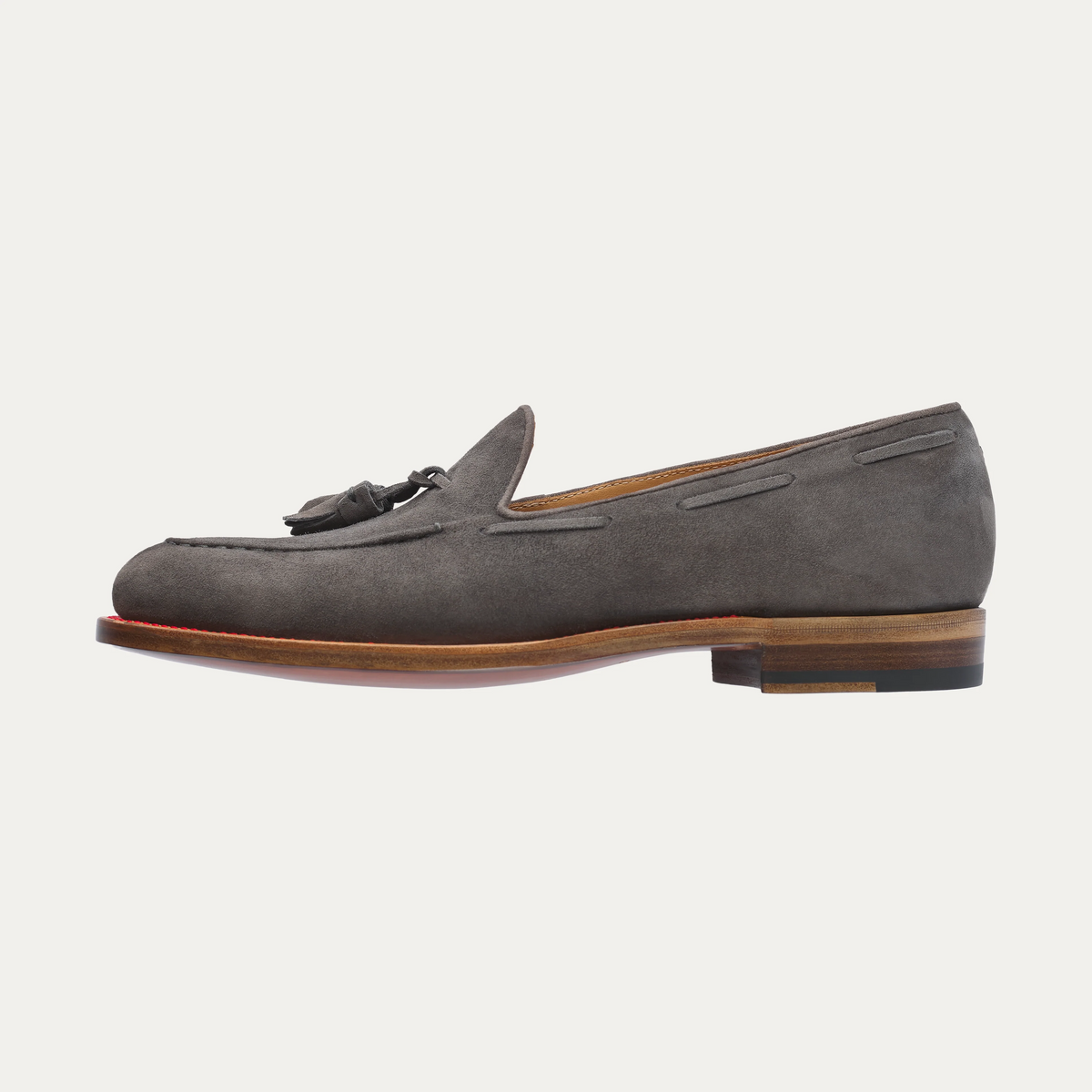 Suede Tassel Loafer in Grey