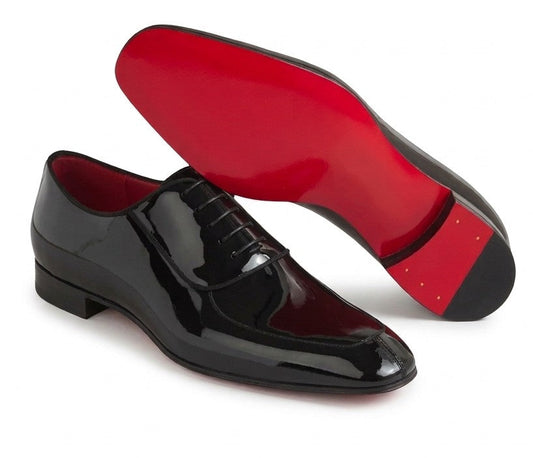 Pellevista Red Sole Patent Leather Oxford Shoes: Glossy Black  Dress Shoes