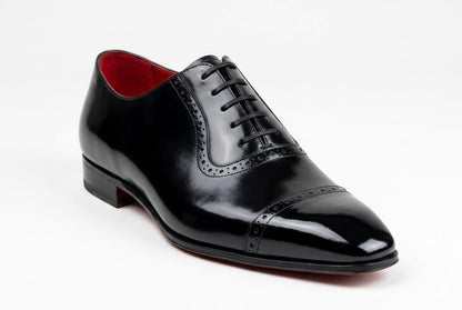 Handmade Black Leather style,s oxford Lace Up Office wear Wedding , Red Sole