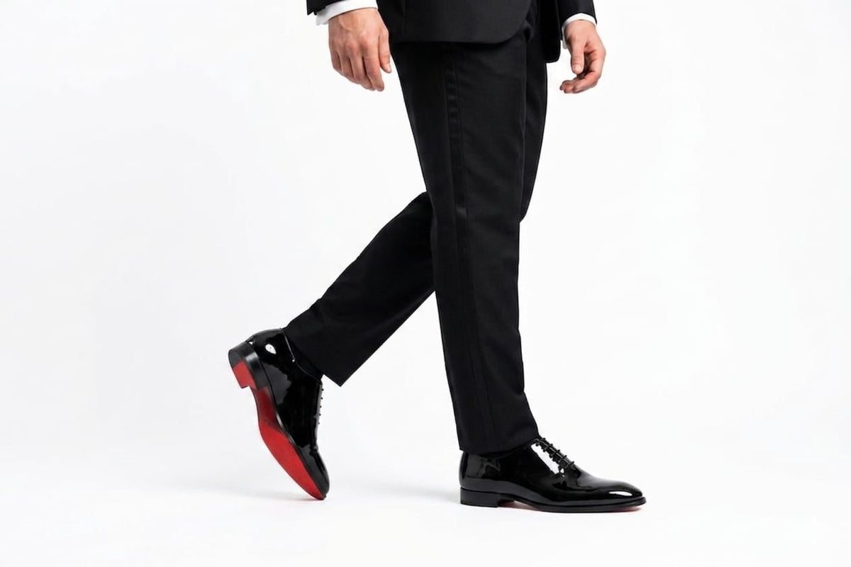 Black Patent Leather Oxford Shoes - Men's Luxury Formal Dress Shoes with Signature Red Sole