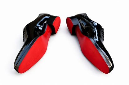Black Patent Leather Oxford Shoes - Men's Luxury Formal Dress Shoes with Signature Red Sole