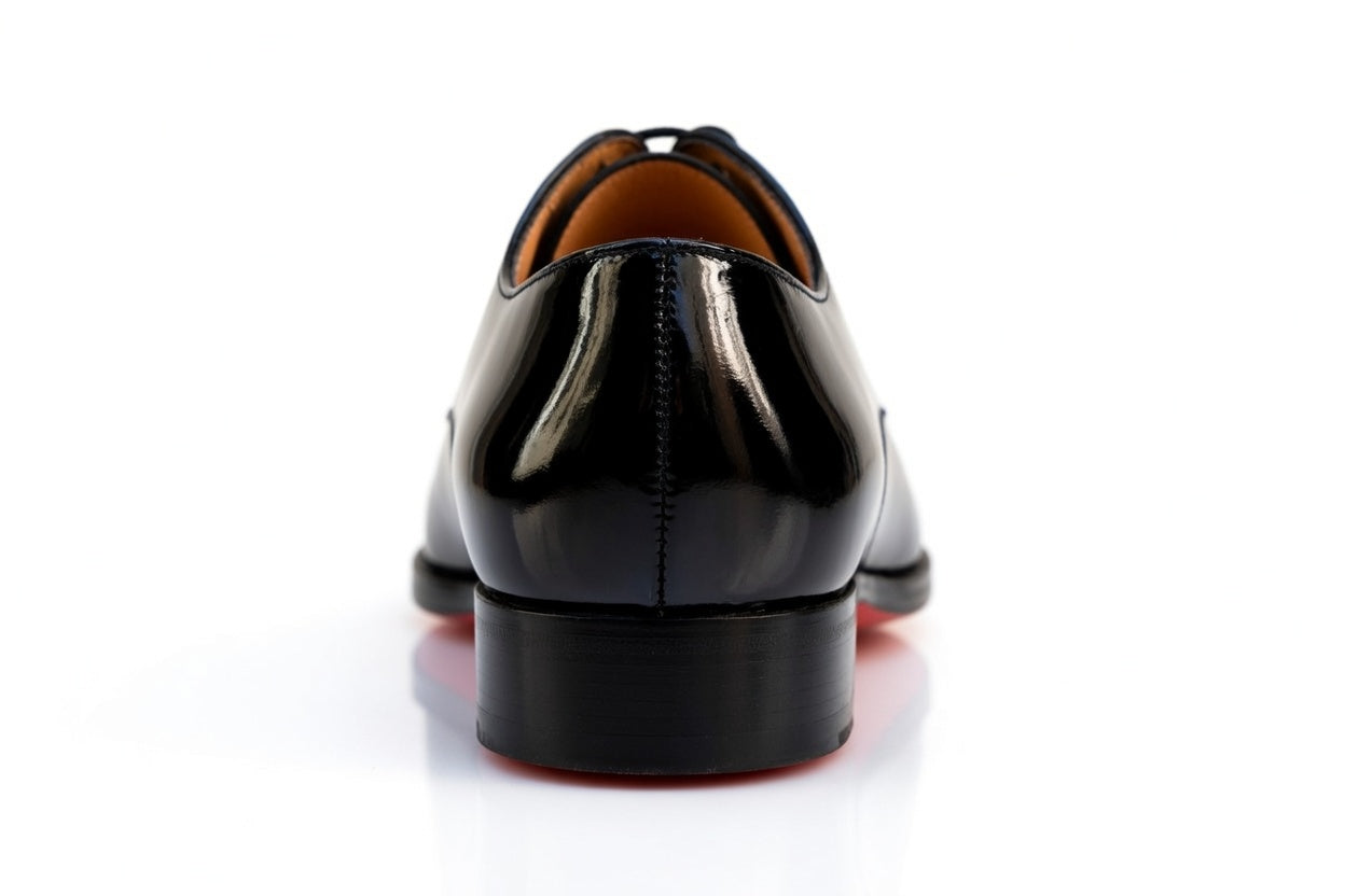 Black Patent Leather Oxford Shoes - Men's Luxury Formal Dress Shoes with Signature Red Sole