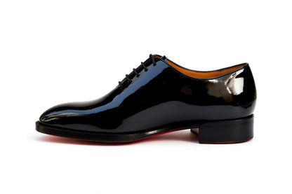 Black Patent Leather Oxford Shoes - Men's Luxury Formal Dress Shoes with Signature Red Sole