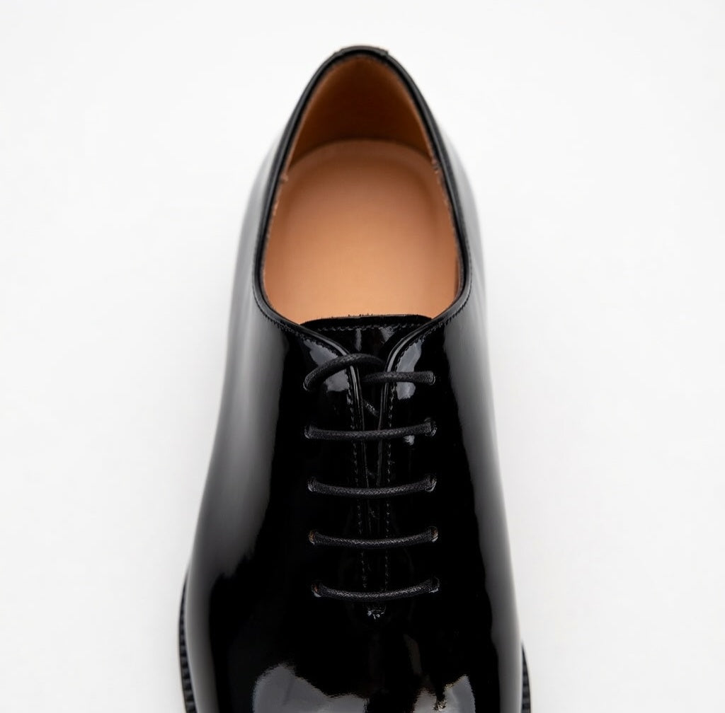 Black Patent Leather Oxford Shoes - Men's Luxury Formal Dress Shoes with Signature Red Sole