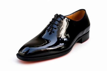 Black Patent Leather Oxford Shoes - Men's Luxury Formal Dress Shoes with Signature Red Sole