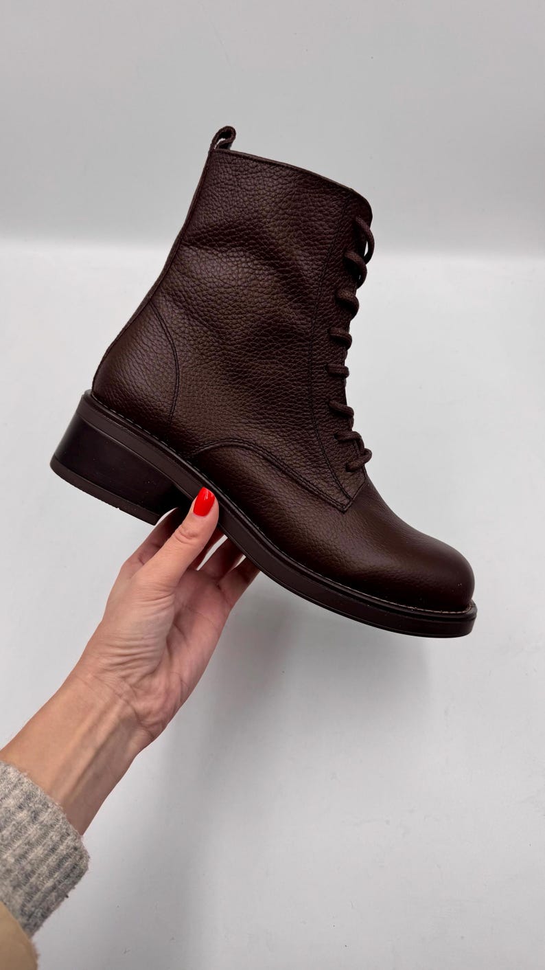 Women Low heel Half Boots with wide toe box | women's spring-autumn boots | lace-up ankle boots with zipper | custom boots