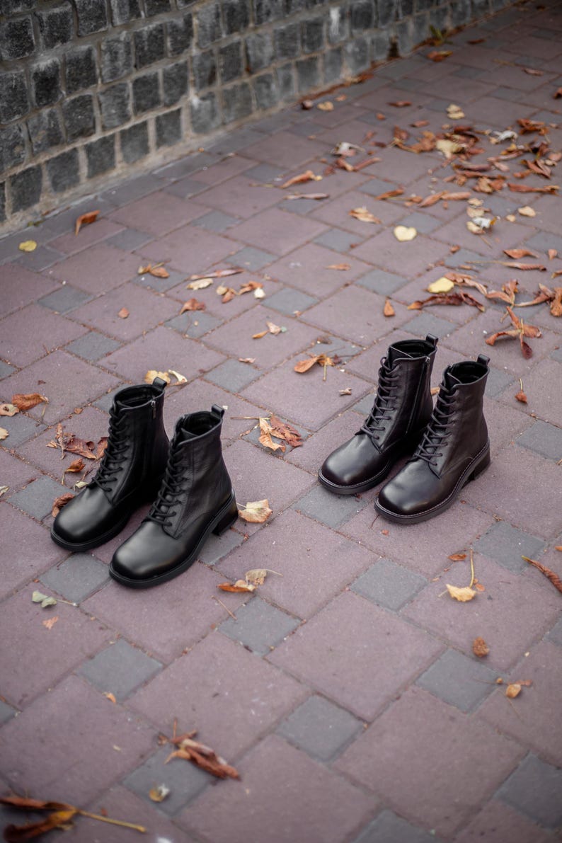 Women Low heel Half Boots with wide toe box | women's spring-autumn boots | lace-up ankle boots with zipper | custom boots
