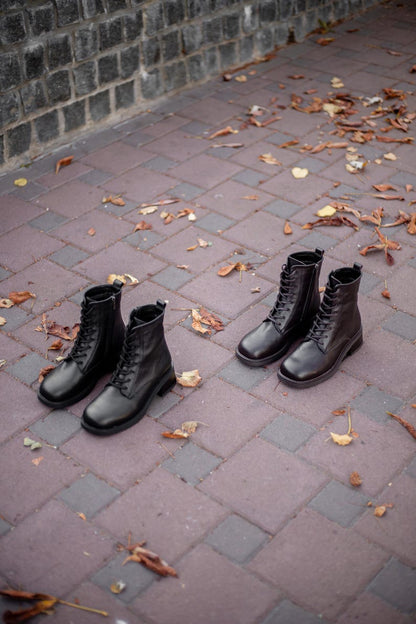Women Low heel Half Boots with wide toe box | women's spring-autumn boots | lace-up ankle boots with zipper | custom boots