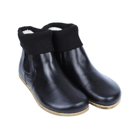 Wide Toe Box Barefoot Chelsea Boots: Black Leather, Zero Drop