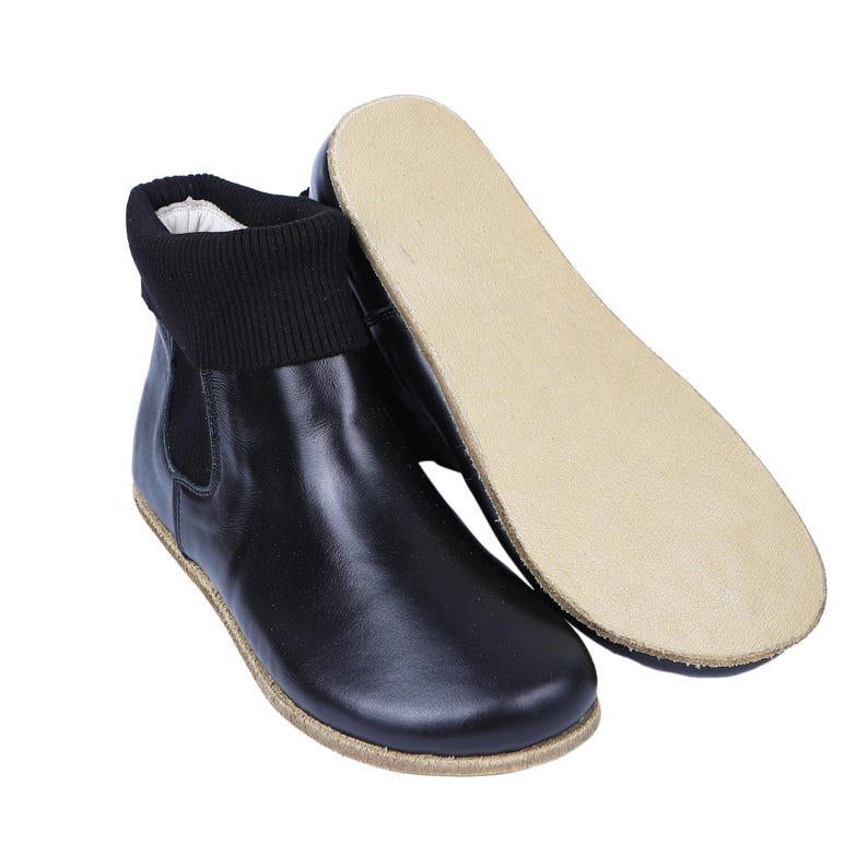 Wide Toe Box Barefoot Chelsea Boots: Black Leather, Zero Drop