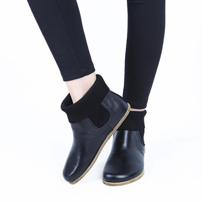 Wide Toe Box Barefoot Chelsea Boots: Black Leather, Zero Drop