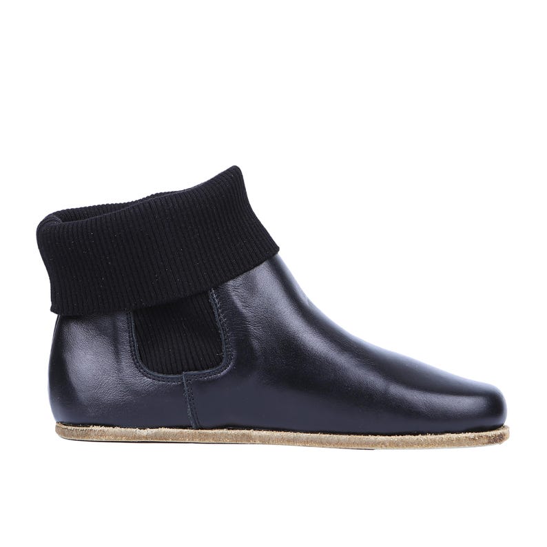 Wide Toe Box Barefoot Chelsea Boots: Black Leather, Zero Drop
