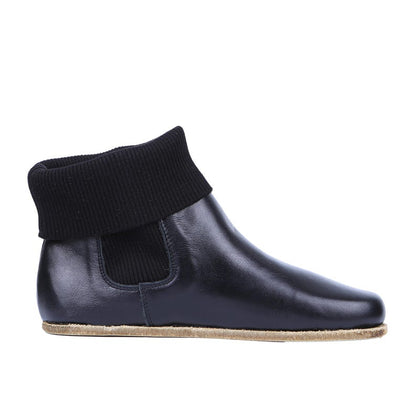 Wide Toe Box Barefoot Chelsea Boots: Black Leather, Zero Drop