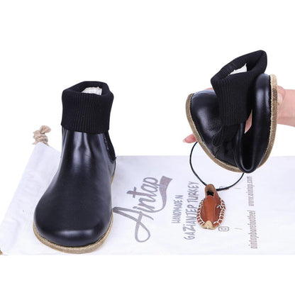 Wide Toe Box Barefoot Chelsea Boots: Black Leather, Zero Drop