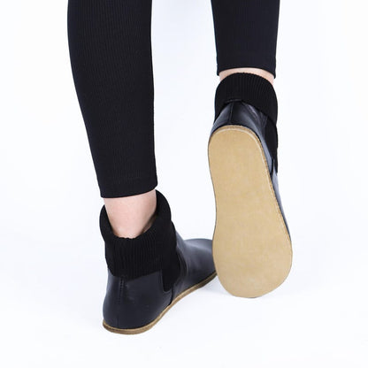 Wide Toe Box Barefoot Chelsea Boots: Black Leather, Zero Drop