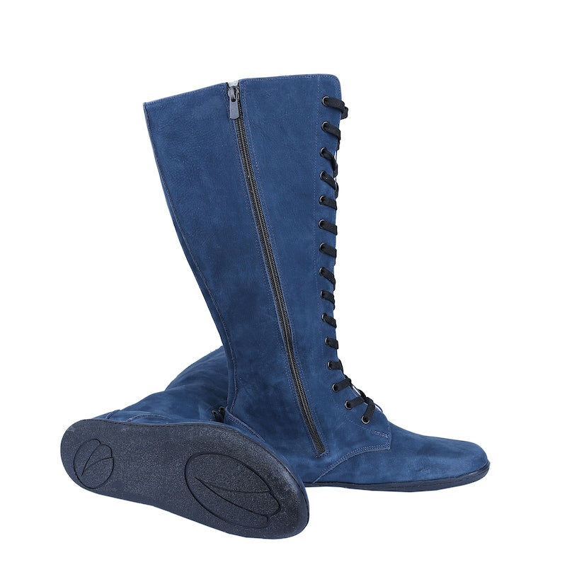 Black Leather Wide Calf Grounding Boots: Vintage Knee High Womens, Patchwork, 43 EU