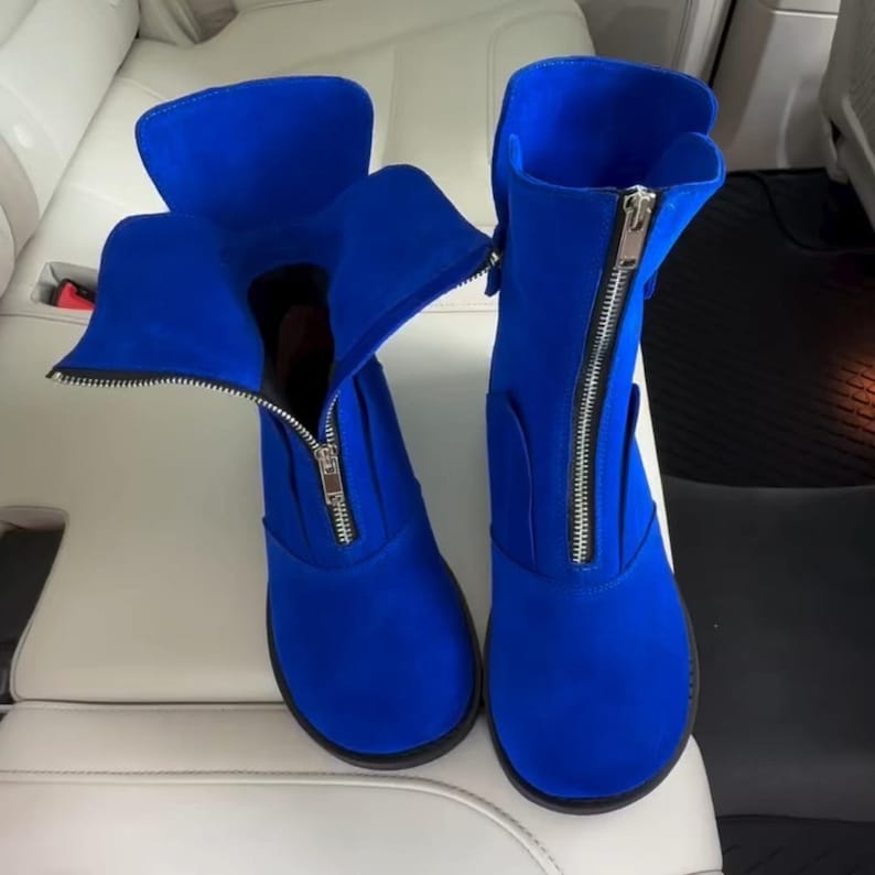 Wide Toe Leather Boots with Zipper, Anatomical Minimalist Shoes, Custom Color Options, Comfortable Everyday Footwear