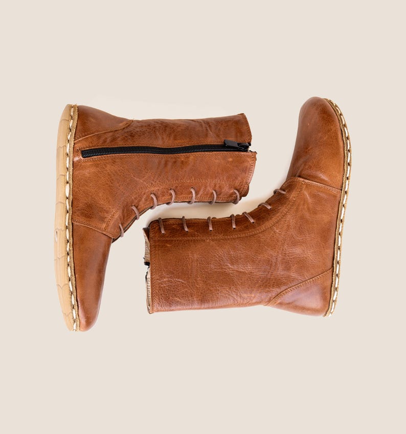 Barefoot Boots Women – Grounding Leather Boots, Medieval Boxing Style, Wide Toe Box