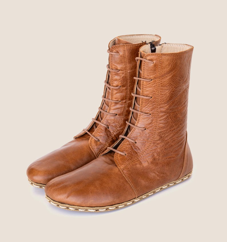 Barefoot Boots Women – Grounding Leather Boots, Medieval Boxing Style, Wide Toe Box