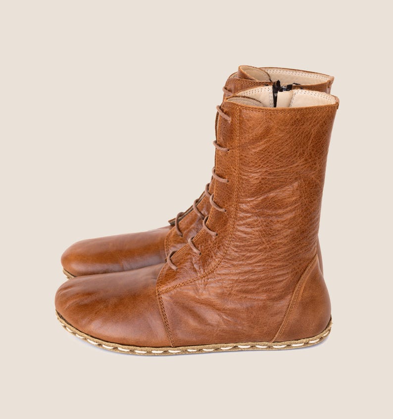 Barefoot Boots Women – Grounding Leather Boots, Medieval Boxing Style, Wide Toe Box