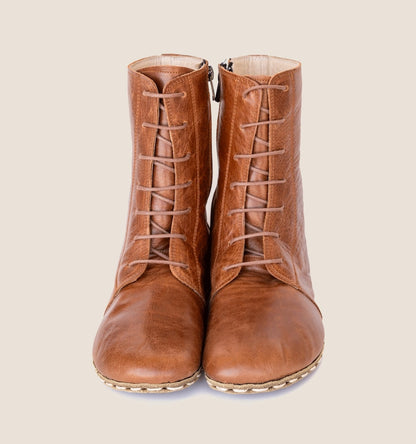 Barefoot Boots Women – Grounding Leather Boots, Medieval Boxing Style, Wide Toe Box